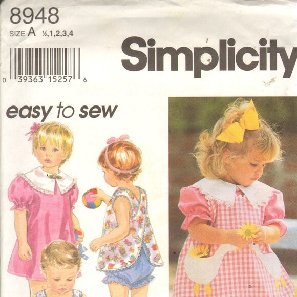 Simplicity Sewing Pattern 8948 Toddler Girls Dress Pinafore Top Bloomers 1/2-4 - Picture 3 of 4